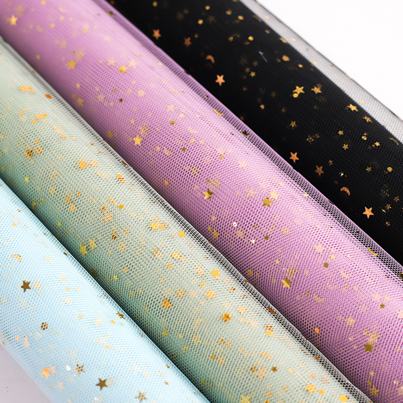 烫金星月纱鲜花花束包花网纱星星月亮纱网红花束配件花店花艺材料 - 图2