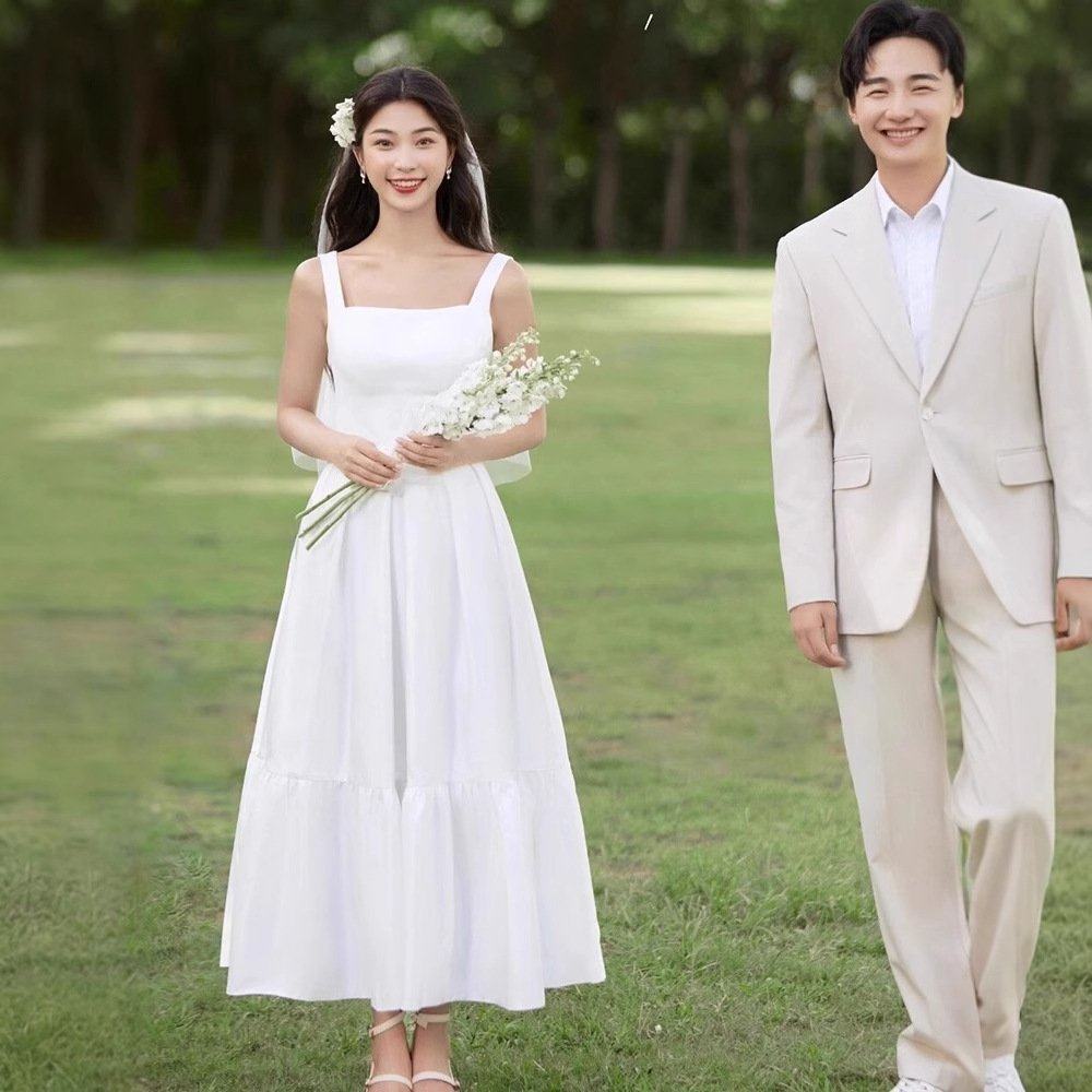 白色领证登记轻婚纱法式小礼服吊带订婚连衣裙高级感平时可穿夏季,淘宝优惠券,粉丝福利购,淘宝优惠卷