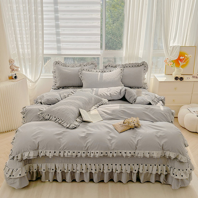 Fully cotton clamped bed cover single piece all season universal flower