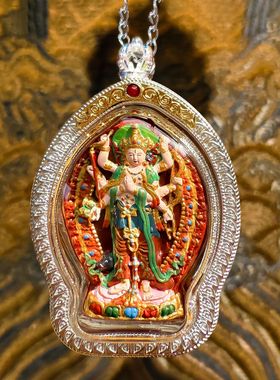 摩利支天乌盒吊坠手绘擦擦立体藏银唐卡佛牌斗姥元君男女项链