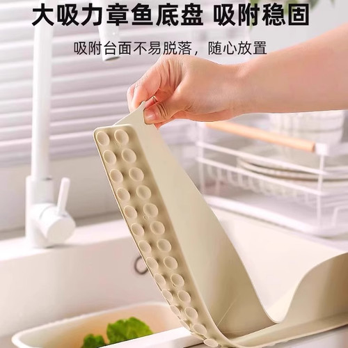 水槽挡水板厨房水池洗碗池洗手盆防溅水挡板隔板吸盘式硅胶挡水条 - 图2