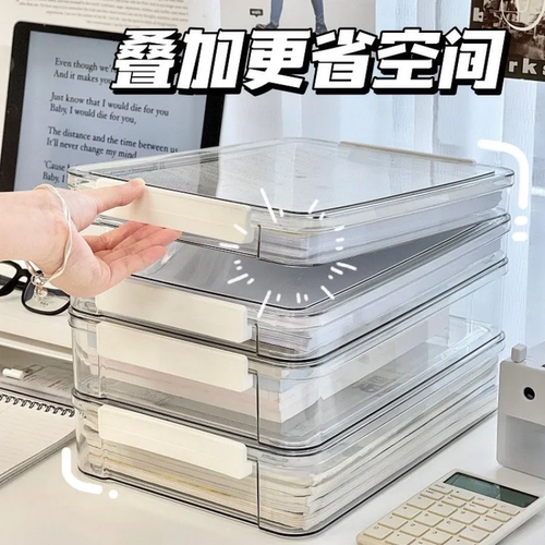 家用证件收纳盒包A4透明档案盒放重要文件户口本箱资料试卷收纳袋 - 图0