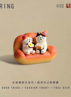 日系zakka桌面微观猫食玩创意树脂摆件饰品礼物解压治愈装饰品