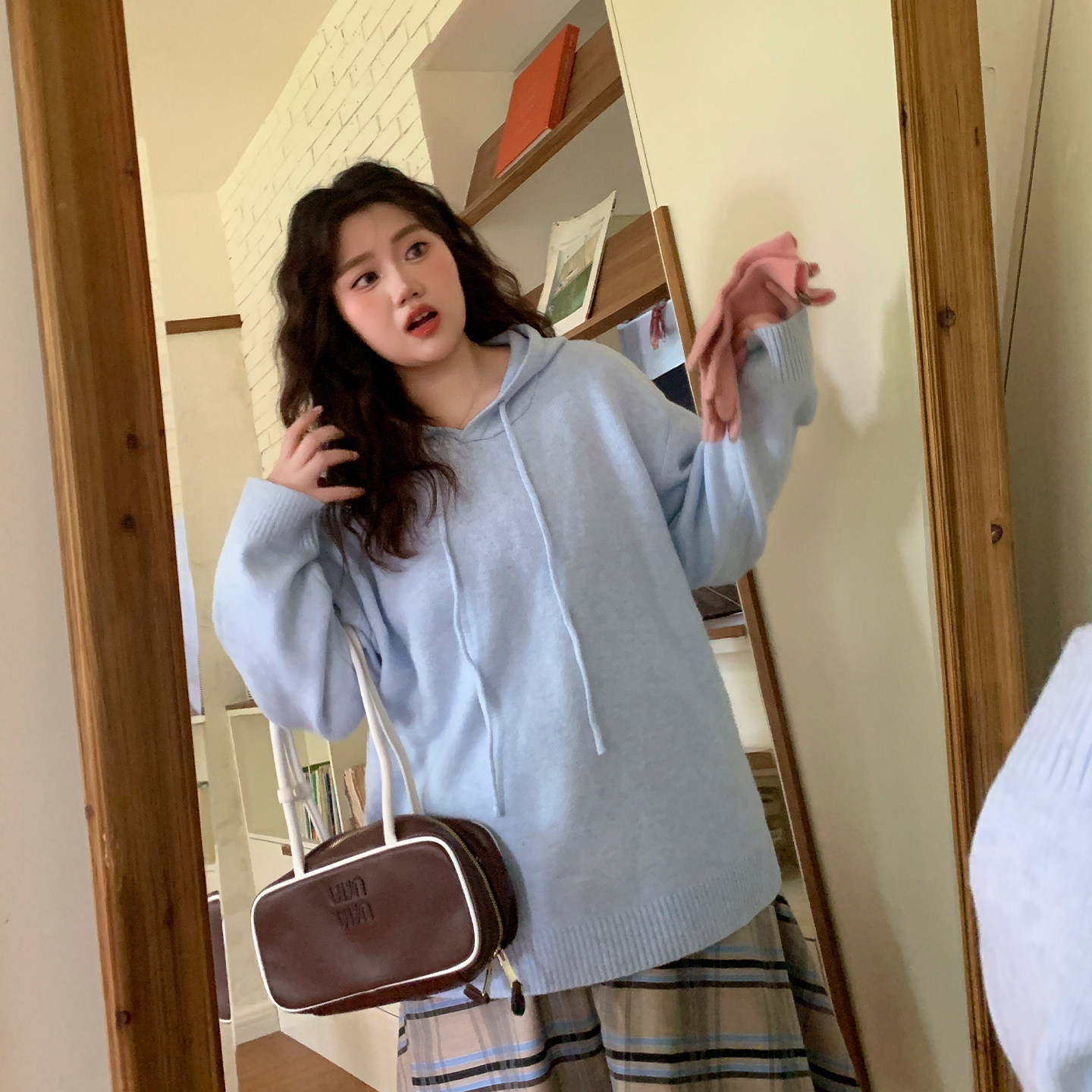 YUZI鱼子连帽毛衣特大码女装胖mm花纱宽松落肩软糯甜美慵懒风秋冬,淘宝优惠券,粉丝福利购,淘宝优惠卷