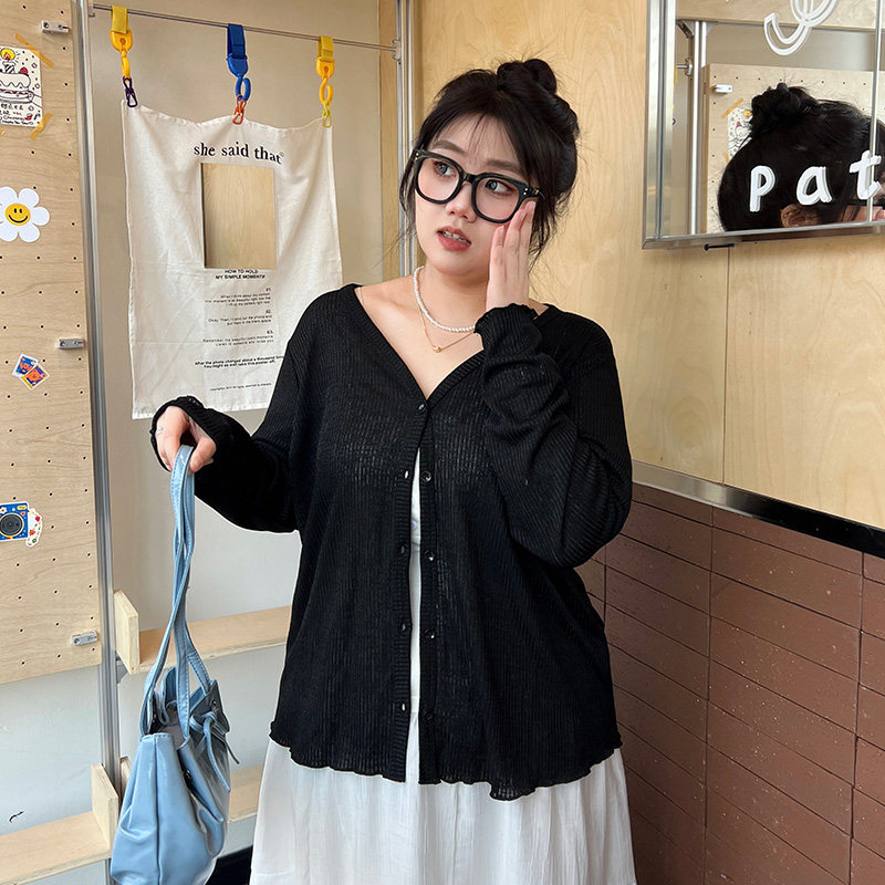 YUZI鱼子百搭防晒开衫外套大码女装微胖mm显瘦遮肉200斤透气亲肤,淘宝优惠券,粉丝福利购,淘宝优惠卷