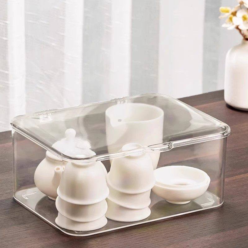 茶具收纳盒带盖防尘透明茶几桌面茶叶茶杯整理存放功夫茶壶置物架,淘宝优惠券,粉丝福利购,淘宝优惠卷
