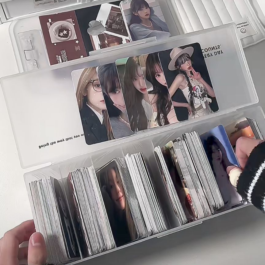 ins磨砂分格追星收纳盒封口翻盖小卡卡片贴纸桌面卡盒整理盒