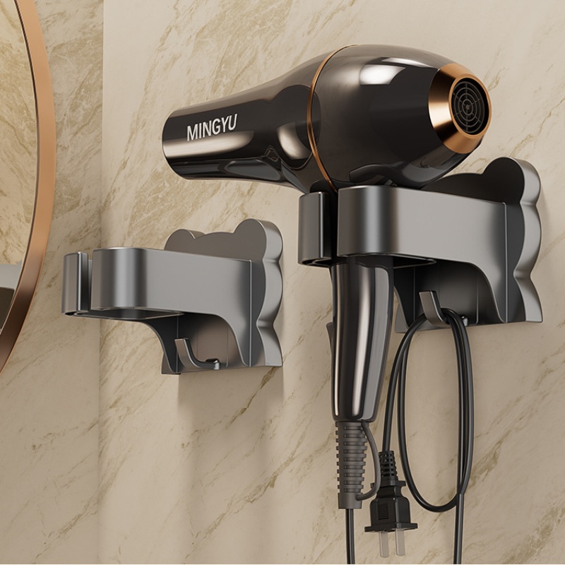 吹风机置物架免打孔卫生间电吹风挂架壁挂式支架浴室收纳神器墙上 - 图0