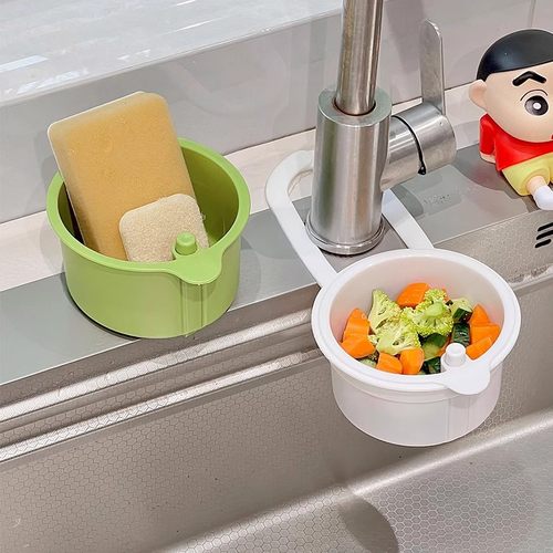 水槽沥水篮挂袋水龙头洗碗海绵收纳置物架厨房用品水池免打孔挂篮 - 图3