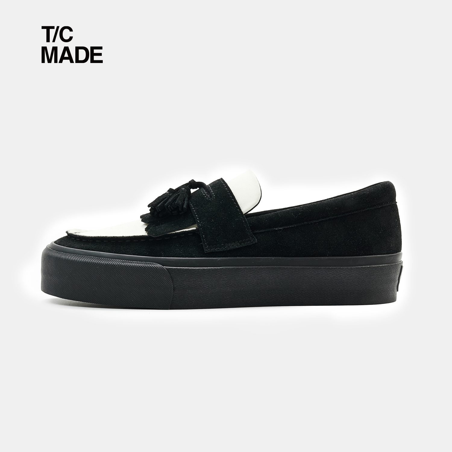 TCMADE 25AW乐福低帮硫化鞋 一脚蹬老钱风厚底增高休闲翻毛牛皮鞋 - 图0