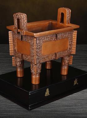 铜欣祥紫铜司母戊方鼎摆件家居办公室铜鼎工艺品桌面装饰礼品