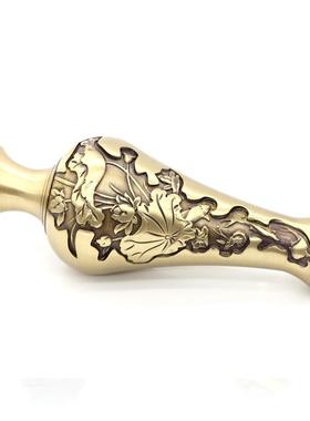 博喜 全铜摆件莲叶荷高梅瓶花瓶摆件工艺品家居办公仿古