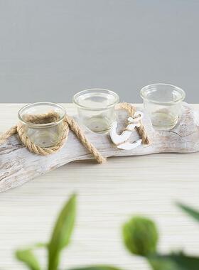 树脂仿腐木创意烛台 地中海风格家居蜡烛杯蜡烛台浪漫生日摆件