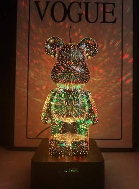 烟火熊摆件七彩发光暴力熊创意蓝牙音响卧室装饰品送女生生日礼物