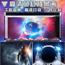 Space Astronaut Small Fish Tank Background Stickers Painting of View HD Custom Gel-Free Static Sticker wallpaper Solid 5D