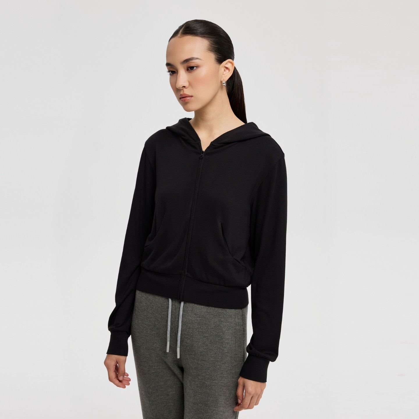 oneup兔毛修身短款连帽卫衣外套女秋季美式健身上衣瑜伽拉链开衫,淘宝优惠券,粉丝福利购,淘宝优惠卷