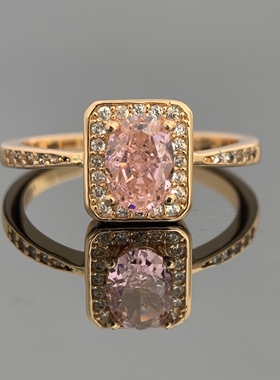 夏季新款 干枯玫瑰冰花切 鸽子蛋玫瑰金闭口戒指 培育高碳钻指环