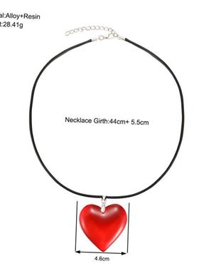 Red glass heart pendant necklaces women 红色玻璃心形吊坠项炼