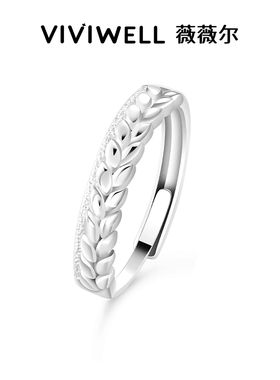 VIVIWELL麦穗925银情侣对戒