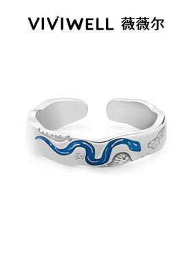 VIVIWELL蛇年新款情侣对戒925银