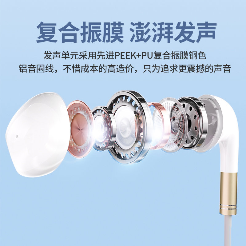 sibyl2023新款耳机有线3.5mm圆孔半入耳式带麦typec接口高音质K歌