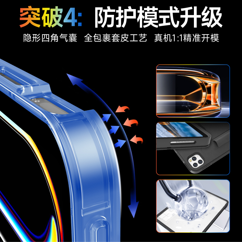 适用于苹果iPadAir6/5/4平板蓝牙键盘Pro11/13寸10.9保护套可拆分mini二合一妙控78910代迷你超薄背光带笔槽