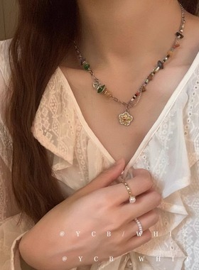 「园游会」ins简约百搭多巴胺彩色串珠项链小众设计感颈链卫衣链