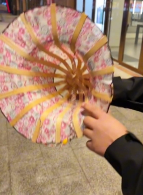 折叠两用折扇帽夏季户外便携防晒遮阳碎花竹扇百搭外出旅游帽子