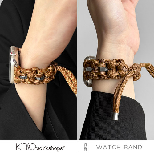 KASOapplewatch运动户外伞绳苹果手表表带适用iwatch9/8/7表带高级感腕带编织时尚s11潮流女款ultra小众s10 - 图1