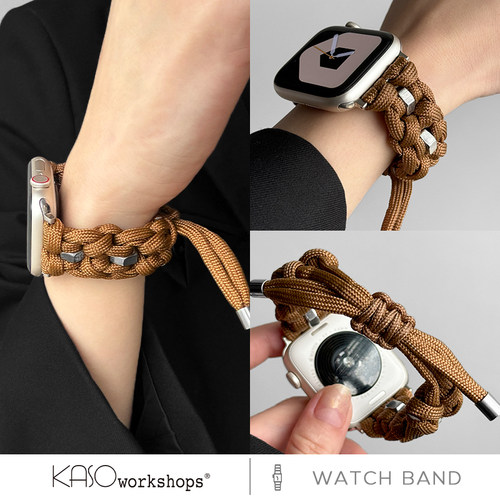 KASOapplewatch运动户外伞绳苹果手表表带适用iwatch9/8/7表带高级感腕带编织时尚s11潮流女款ultra小众s10 - 图3