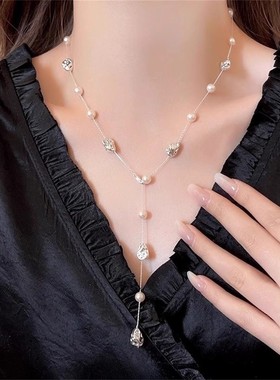 2025新款轻奢小众高级感满天星珍珠项链女款流苏锁骨颈链配饰