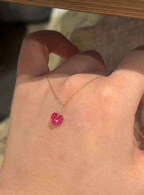 一颗樱桃mini爱心项链女新款轻奢小众高级感百搭锁骨链