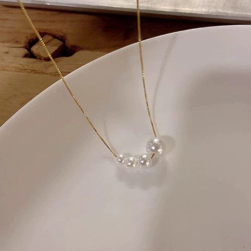 Дизайнерское ожерелье из жемчуга, цепочка до ключиц, Франция, серебро 925 пробы, изысканный стиль