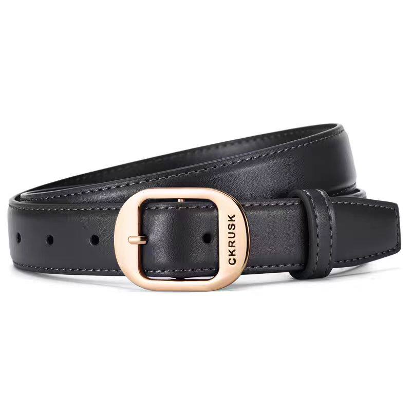 皮带女款配牛仔裤百搭真皮女士腰带2025新款时尚简约裤带牛皮黑色