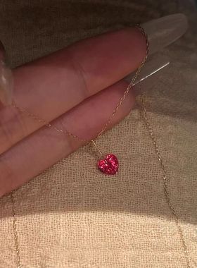 一颗樱桃mini爱心项链女新款轻奢小众高级感百搭锁骨链