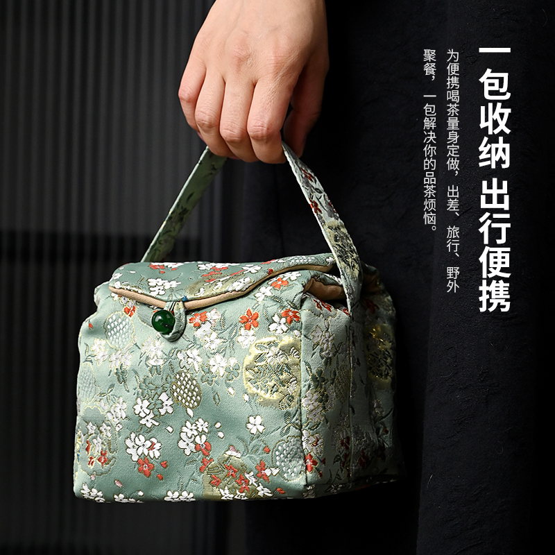 户外旅行茶具收纳袋手工棉麻布袋随身主人小茶杯套建盏茶玩便携包