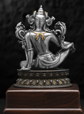 联名自在观音925银青铜摆件