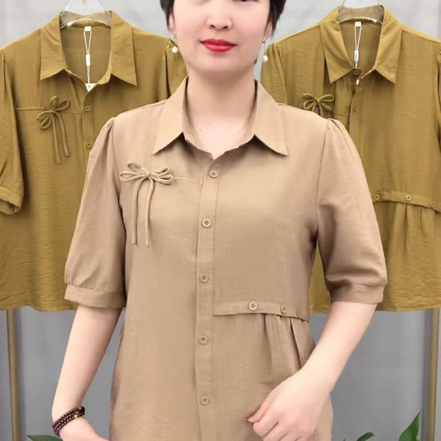Ladies bow top, middle-aged and elderly mother's shirt