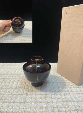 日本回流中古漆器金莳绘描金老漆器小吸物碗盖碗汤碗吸物碗料理碗