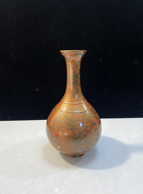 日本中古商品高岗铜器铸铜青铜金属特殊合金花瓶花器摆件库存尾货