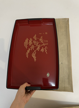 日本中古漆器越前涂山中涂飞弹春庆涂轮岛涂实木树脂茶盘托盘手盆