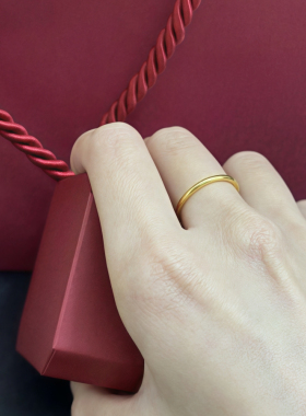 素圈戒指金包银实心情侣对戒尾戒