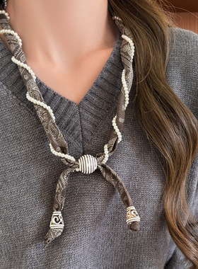 独特漂亮t恤项链配饰女生装饰夏天闺蜜女款2026新款丝巾挂脖配饰