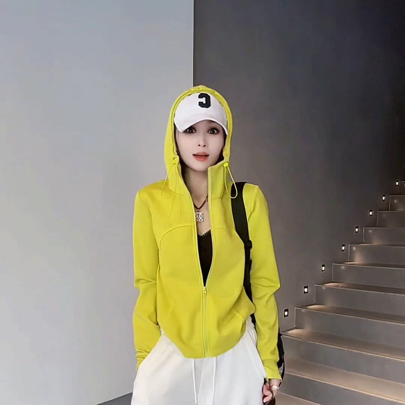 欧货高弹防晒衫外套女夏洋气连帽抽绳拉链户外运动旅游防晒服上衣,淘宝优惠券,粉丝福利购,淘宝优惠卷