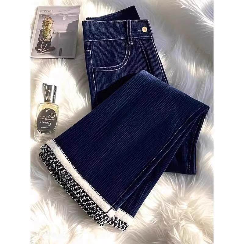 今年爆款丝绒直筒休闲阔腿裤女2026冬季新款时尚高腰小众窄版长裤,淘宝优惠券,粉丝福利购,淘宝优惠卷