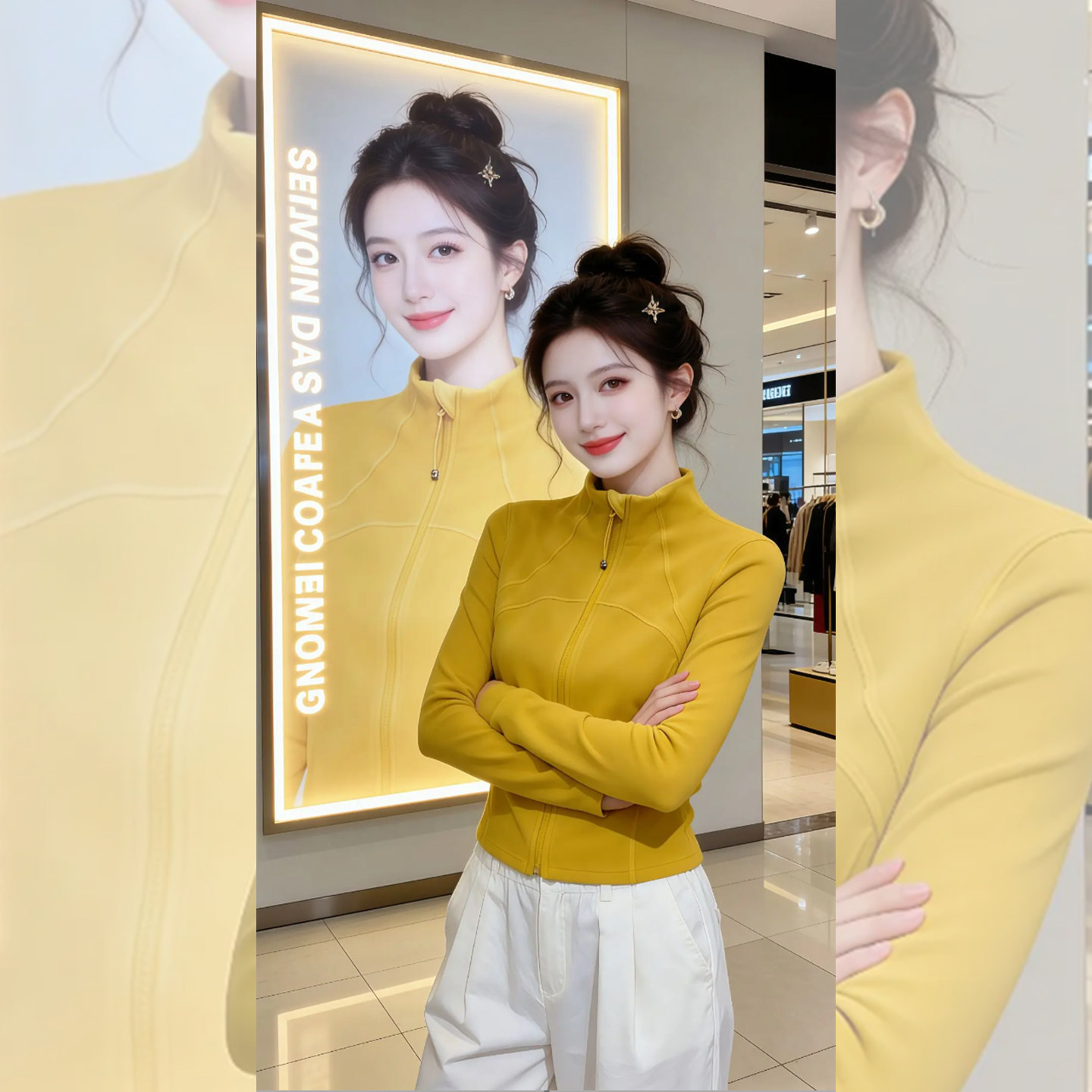 简约休闲~半高领拉链长袖上衣女秋冬修身显瘦百搭德绒内搭打底衫,淘宝优惠券,粉丝福利购,淘宝优惠卷