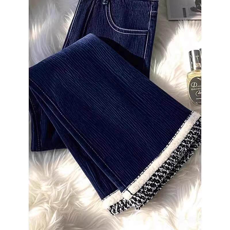 今年爆款丝绒直筒休闲阔腿裤女2026冬季新款时尚高腰小众窄版长裤,淘宝优惠券,粉丝福利购,淘宝优惠卷