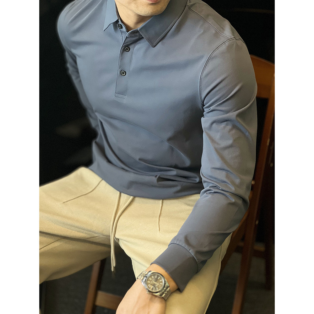 简素Design260g索罗娜polo衫男长袖T恤休闲上衣免烫抗皱打底秋冬,淘宝优惠券,粉丝福利购,淘宝优惠卷