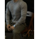 Dark striped round neck slim fit sweater, simple and versatile