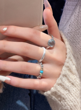 2025年新款碎银子开口戒指女高级感百搭冷淡风食指戒时尚个性指环